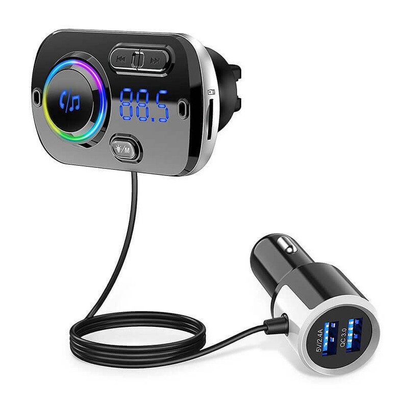 Ταχυφορτιστής Αυτοκινήτου LCD Bluetooth 5.0 FM Mp3 Player & 2 USB - Handsfree Car Kit 
